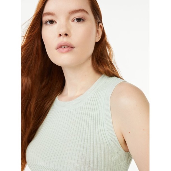 Free Assembly Women's Ribbed Cotton Sweater Tank Top Size Medium in Pastel Green - Picture 2 of 8